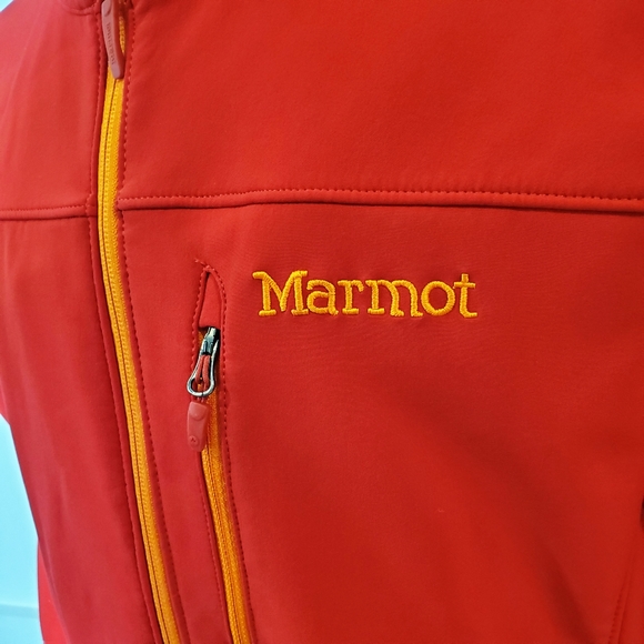 Marmot Red Full Zip Soft Shell Nylon Jacket Coat - Picture 4 of 7